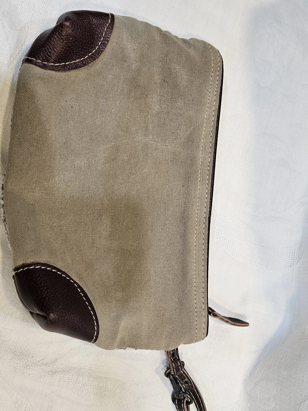 Myra Bag Brown & Cream Leaf-Pattern Wristlet Clutch